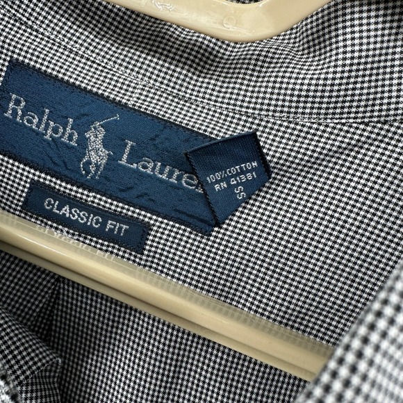 Ralph Lauren Classic Fit Button Down Shirt Black White Gingham Blk Pony XXL 18 - Picture 5 of 8
